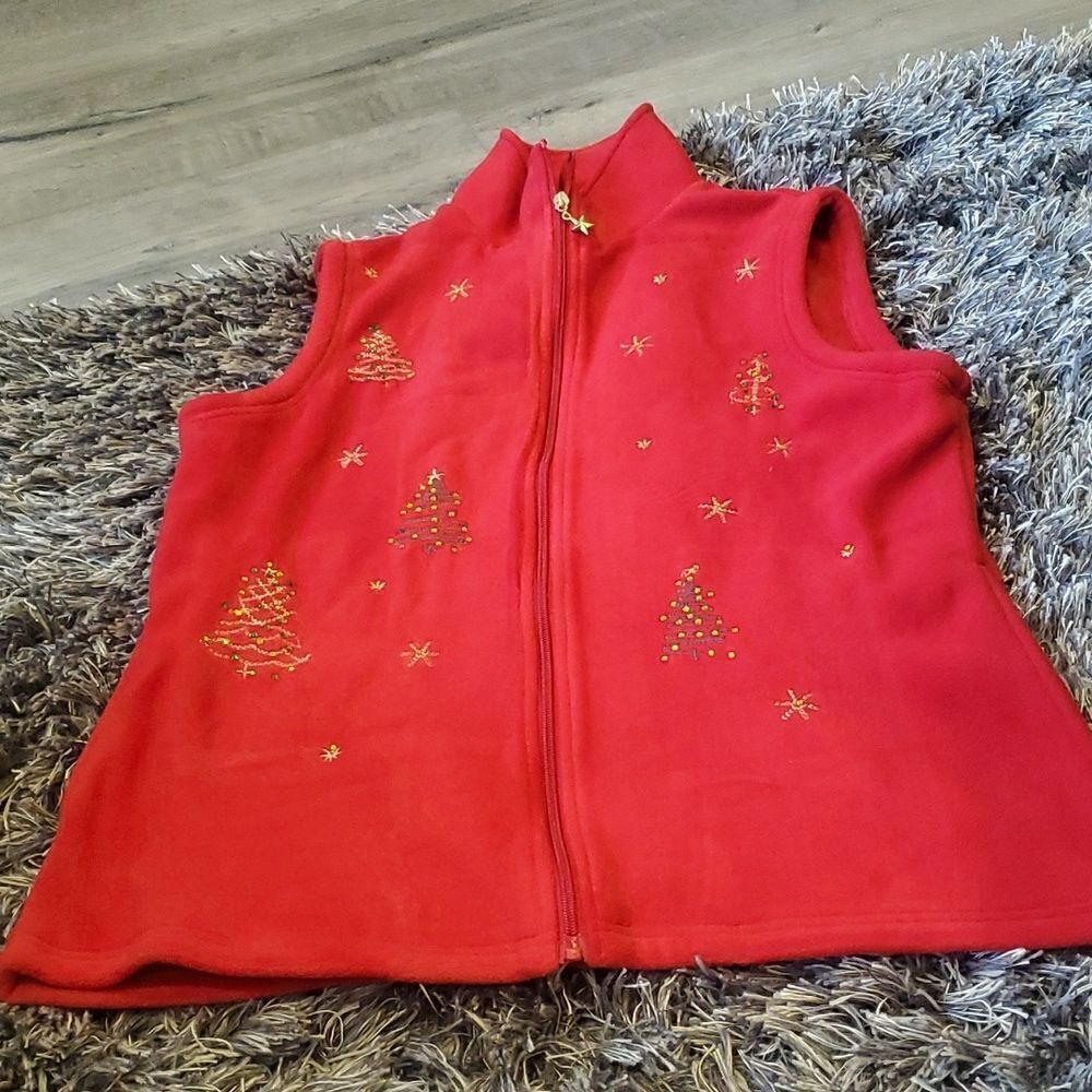 Womens Christmas Fleece Vest M